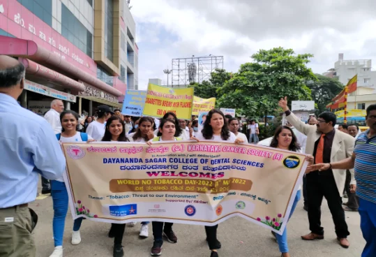 Volunteers participating in a public awareness march